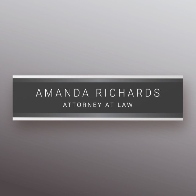 Dark grey gradient borders name and title black door sign (Creator Uploaded)