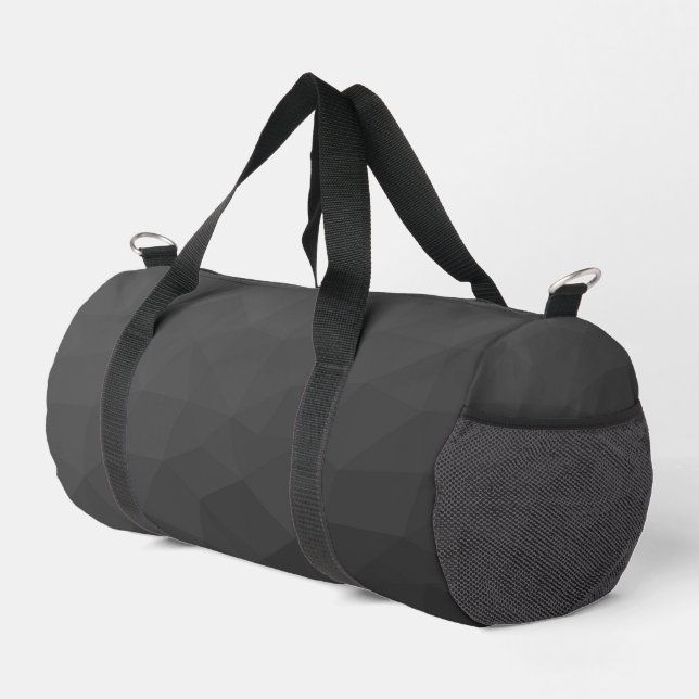 Dark Grey gradient geometric mesh pattern Duffle Bag (Right Corner)