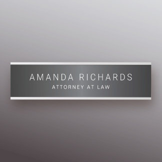 Dark grey gradient name and title door sign
