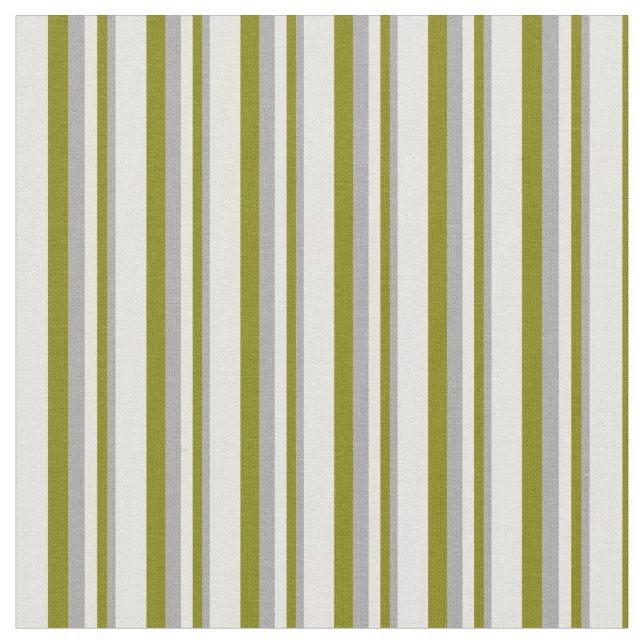 Dark Grey, Green & Light Yellow Coloured Stripes Fabric (Close Up)