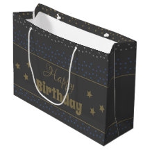 Dark Grey Happy Birthday Gift Bag With Stars