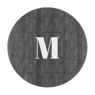 Dark Grey Initial Letter Monogram Modern Cutting Board