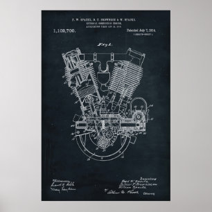 Dark Grey   Internal Combustion Engine Patent Poster