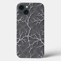 Dark Grey iPhone Case with Branch Textured Relief