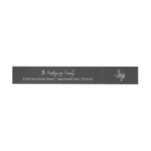 Dark Grey Joy Holiday Leaves Texas Shape Wrap Around Label