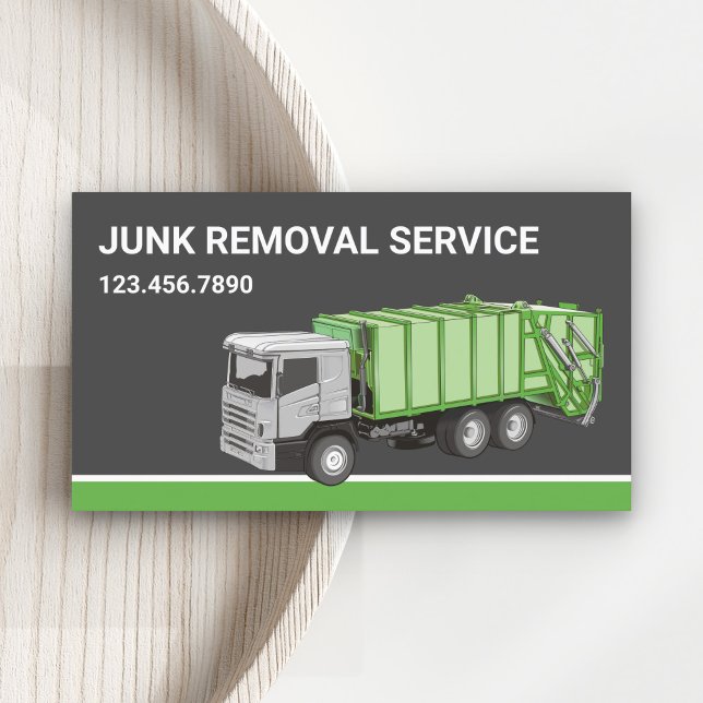 Dark Grey Junk Removal Service Garbage Truck Business Card (Creator Uploaded)
