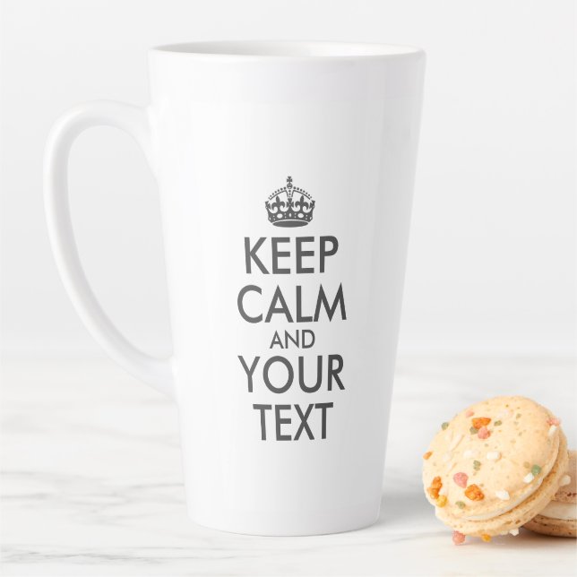 Dark Grey Keep Calm and Your Text Latte Mug (In Situ)