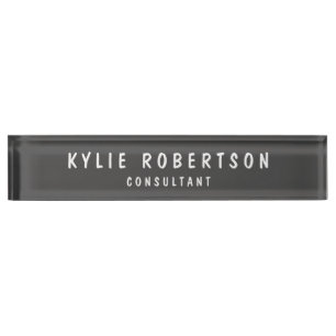 Dark Grey Legible Professional Trendy Modern Nameplate