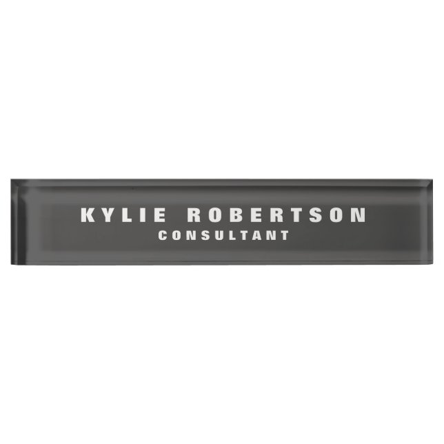 Dark Grey Legible Professional Trendy Modern Nameplate (Front)