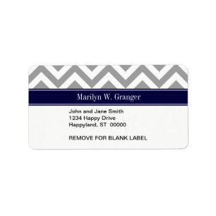 Dark Grey Lg Chevron Navy Blue Name Monogram Label