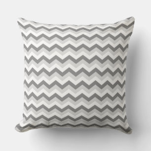 Dark Grey Light Grey White Chevron Cushion