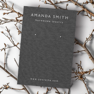 Dark grey linen look earring display card