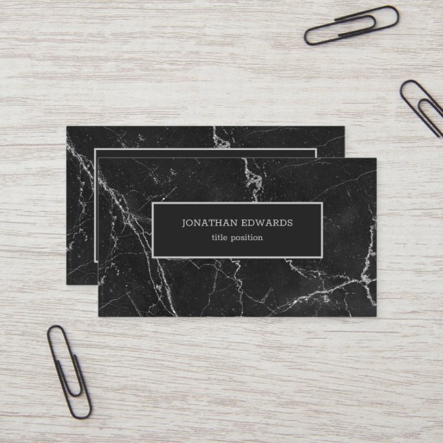 Dark Grey Marble Business Card (Front/Back In Situ)