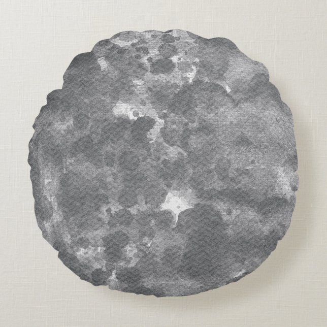 Dark Grey Marble Texture Pattern Round Cushion (Front)