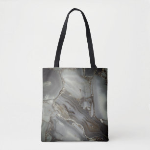 Dark Grey Marble with Gold Vein Tote Bag