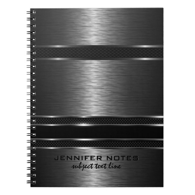 Dark Grey Metallic Brushed Aluminium Look Notebook (Front)
