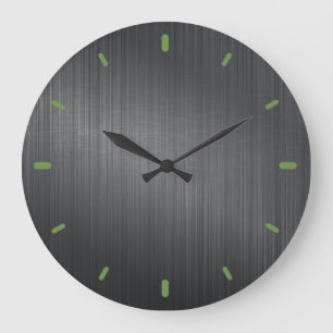 Dark Grey Metallic Design Brushed Aluminium Look Large Clock