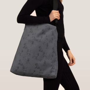 Dark Grey Mini Schnauzer Line Art 1-5 Crossbody Bag
