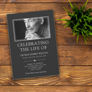 Dark Grey Minimalist - Photo - Celebration of Life Invitation