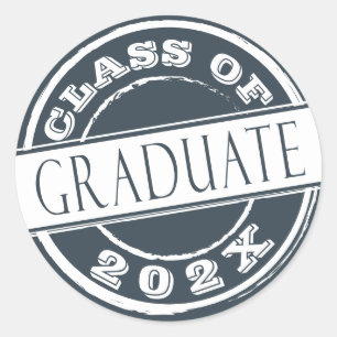Dark Grey Modern Graduate  Classic Round Sticker