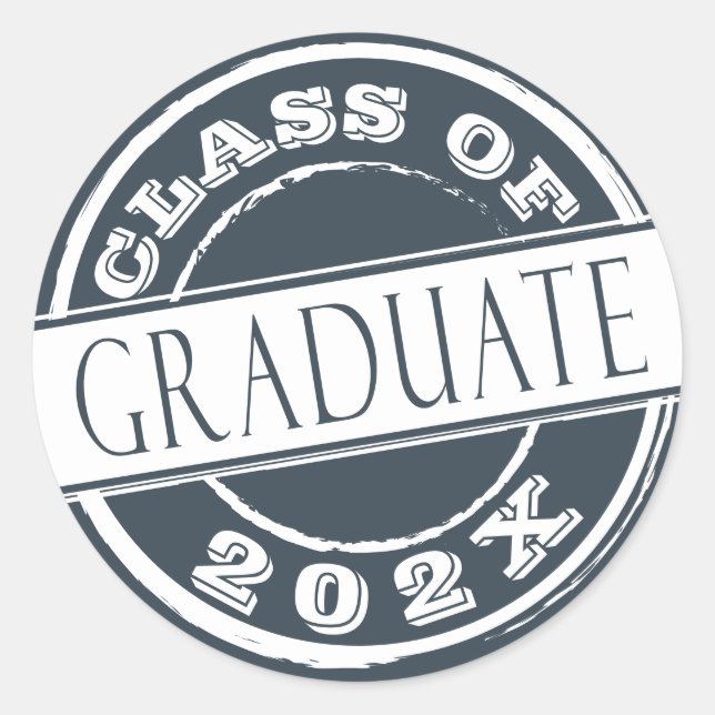 Dark Grey Modern Graduate  Classic Round Sticker (Front)