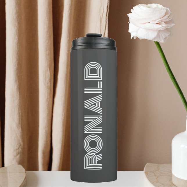 Dark Grey Modern Typography Personalised Thermal Tumbler (In Situ)