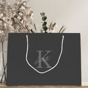 Dark Grey Monogram Bridesmaid Proposal Gift Bag