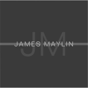 Dark Grey Monogram, Name & Geometric Stripe