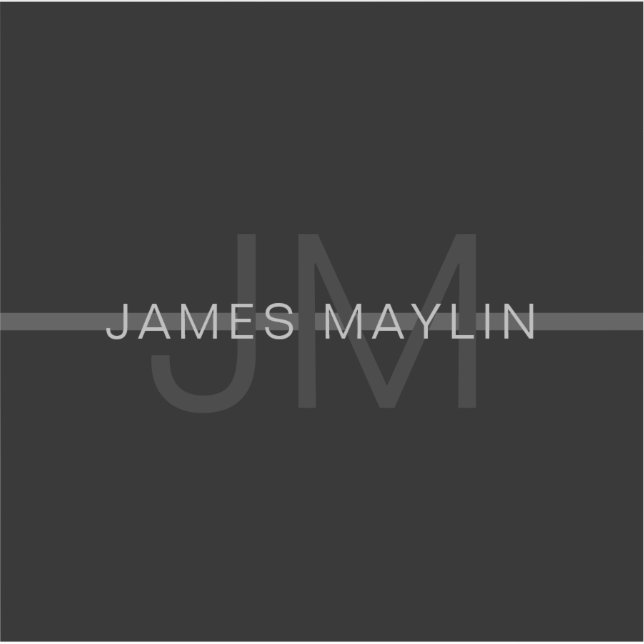 Dark Grey Monogram, Name & Geometric Stripe (Front)