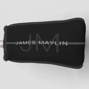 Dark Grey Monogram, Name & Geometric Stripe Golf Head Cover