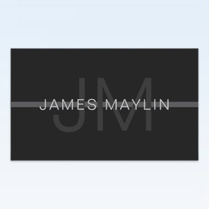 Dark Grey Monogram, Name & Geometric Stripe Rectangular Sticker