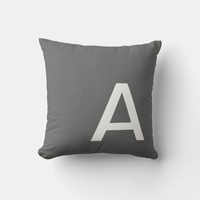 Dark Grey Monogrammed Cushion (Front)