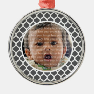 Dark Grey Moroccan Pattern Photo Ornament