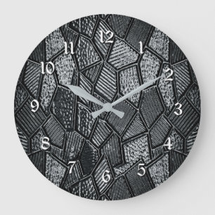 Dark Grey Mosaic Glass Round Wall Clock