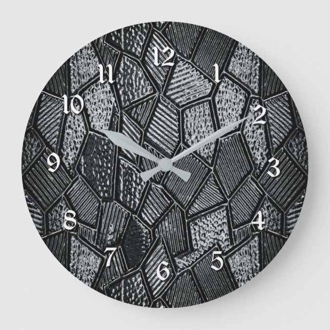 Dark Grey Mosaic Glass Round Wall Clock (Front)