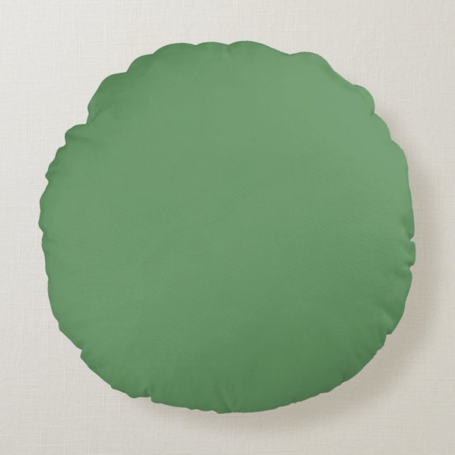 Dark Grey muted Green solid plain colour Custom Round Cushion (Front)