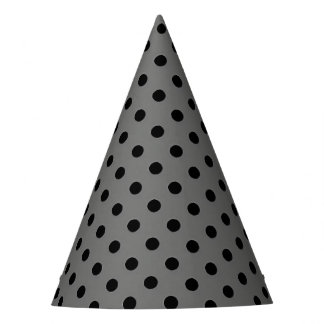 Dark Grey on Black Polka Party Hat