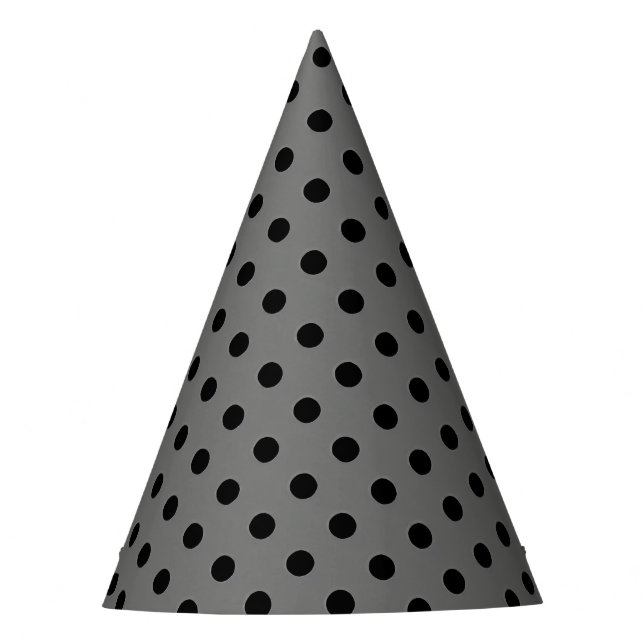 Dark Grey on Black Polka Party Hat (Front)