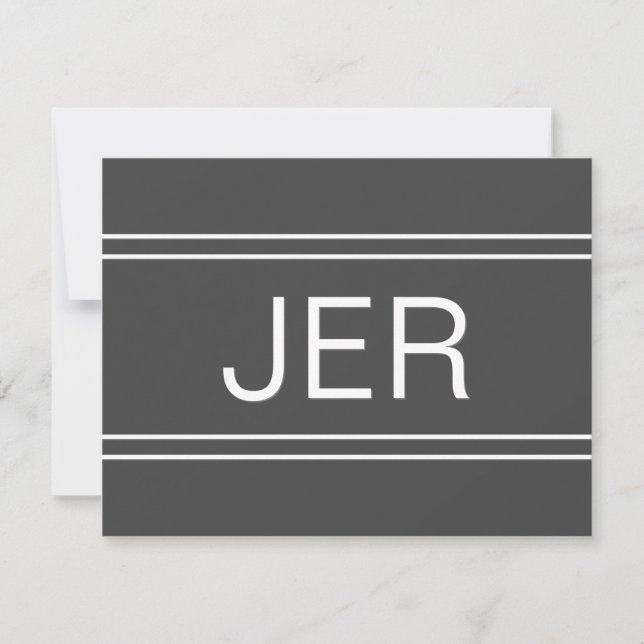 Dark Grey Personalised Monogram Name Initial Card (Front)