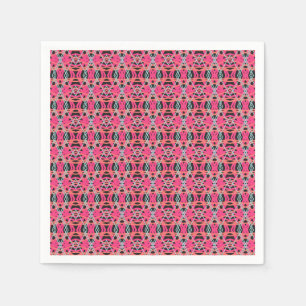 Dark Grey Pink Blue Funky Fun Deco Birthday Party Napkin