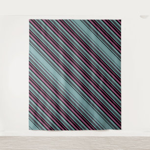 Dark grey pink striped pattern  tapestry