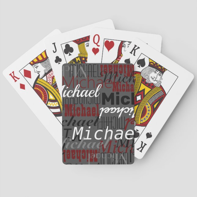 Dark Grey Playing Cards with player's name  (Back)