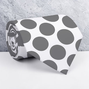 Dark Grey Polka Dots on White Custom Necktie