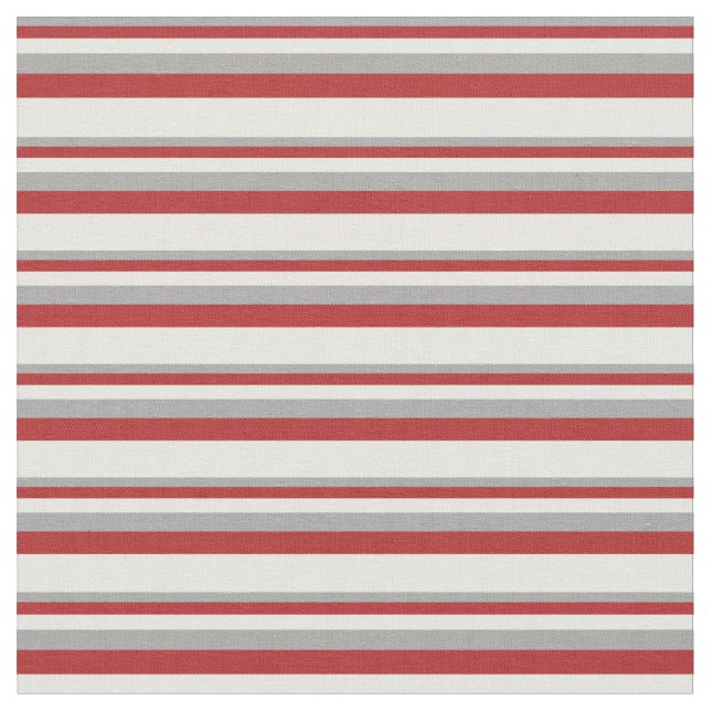 Dark Grey, Red, and White Stripes/Lines Pattern Fabric (Close Up)