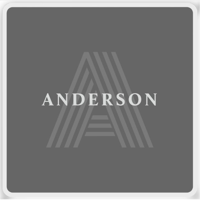 Dark Grey Retro Modern Monogrammed Name (Front)