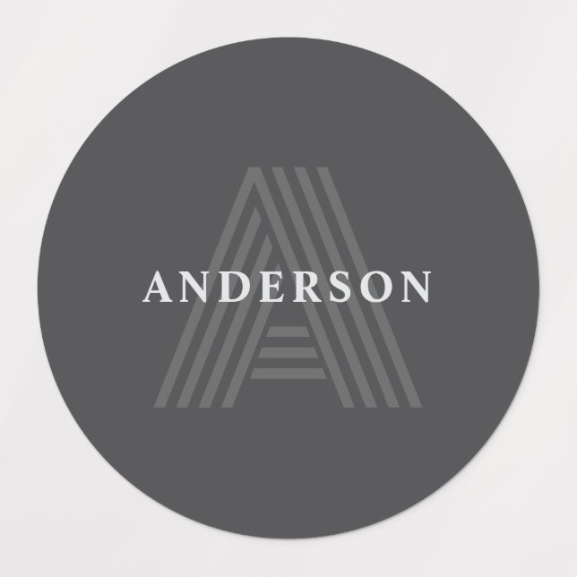 Dark Grey Retro Modern Monogrammed Name (Design 1)