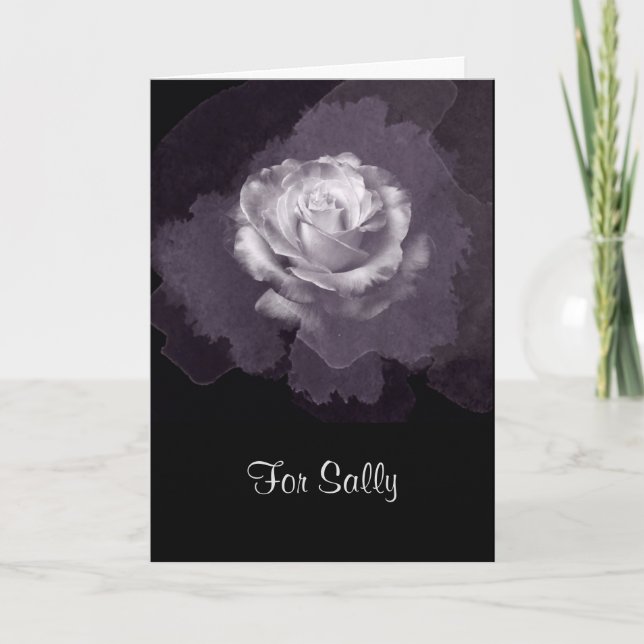 Dark grey rose Valentines card (Front)