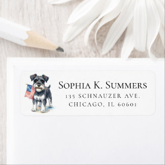 Dark Grey Schnauzer 4th of July Address Return Address Label
