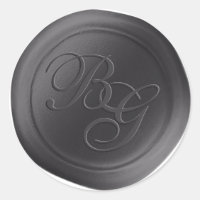 Dark Grey Script Double Monogram Wax Seal Stickers