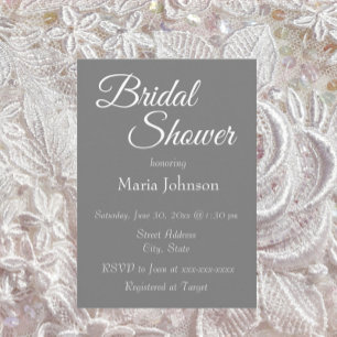 Dark Grey Simple Style Bridal Shower Invitation